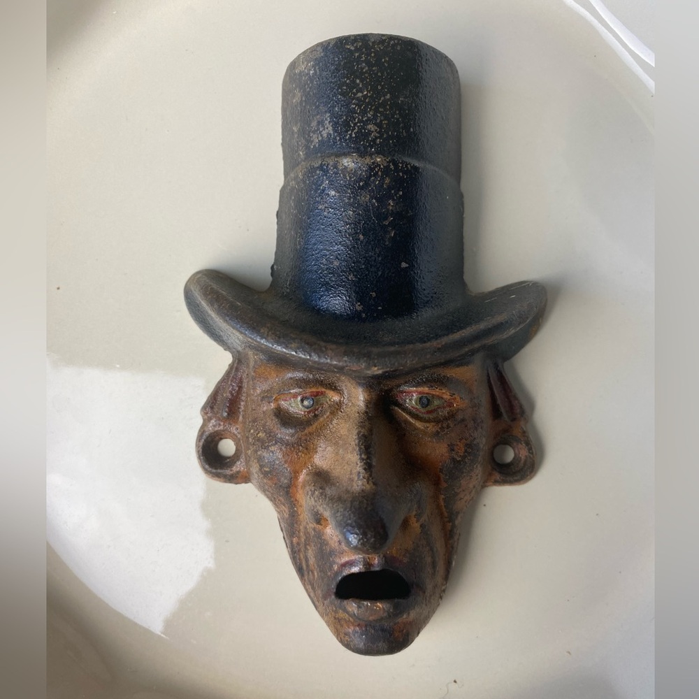 Wilton Mr Dry Bottle Opener Cast Iron Man W/ Tophat Wall Mount Vintage Excellent - Picture 2 of 7